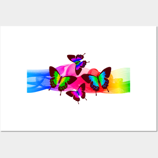 Rainbow Colors. Multicolored Morpho Butterflies Wings Posters and Art